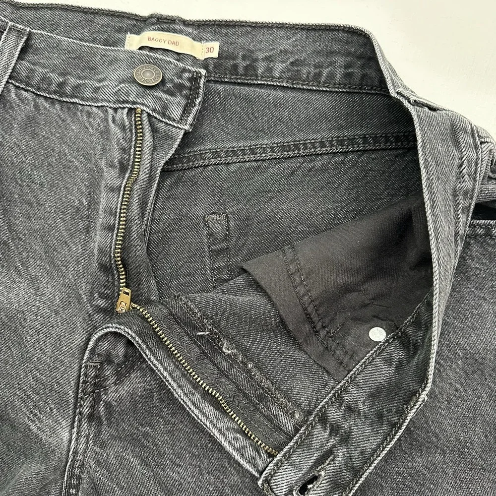 Levi's Premium Baggy Dad Jeans Women 30x30 Black 100% Cotton Big E Wide Leg